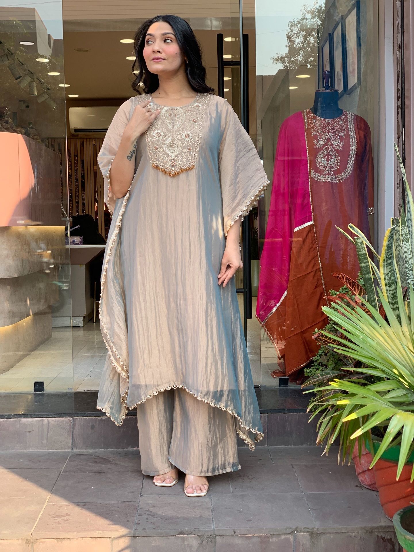 Women Pure Silk Kurti Palazzo Set-image-38