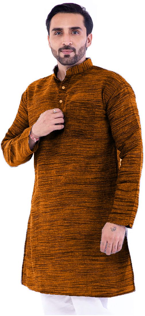 aaryavar Men Self Design Khadi Cotton Straight Kurta-picture-6