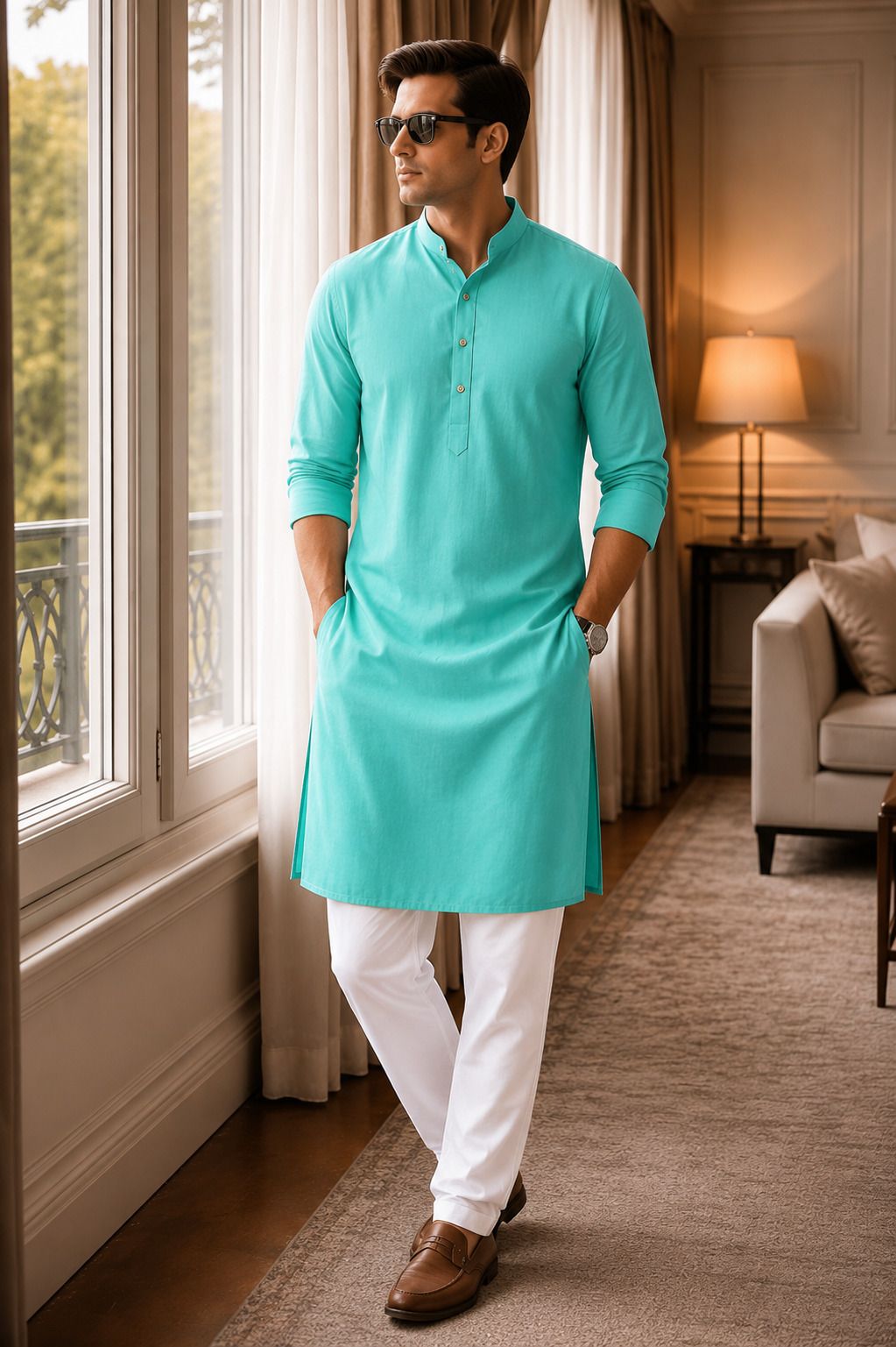ad & av Men Cotton Blend Kurta Pyjama Set-picture-17