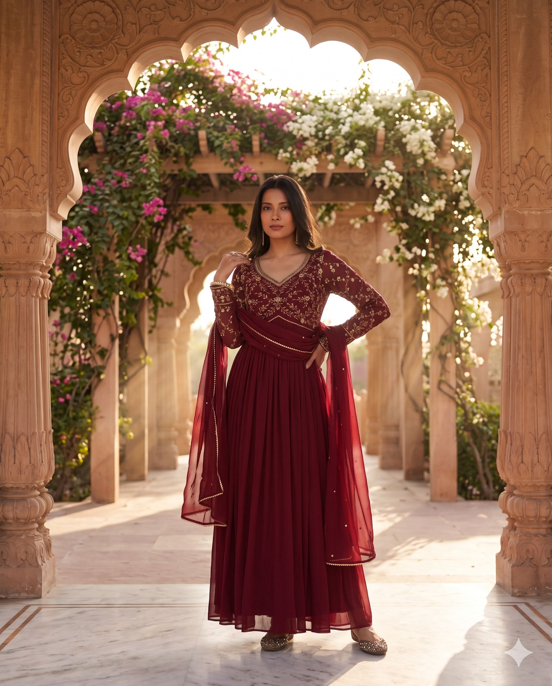 ap fab Embroidered Georgette Stitched Anarkali Gown-picture-12