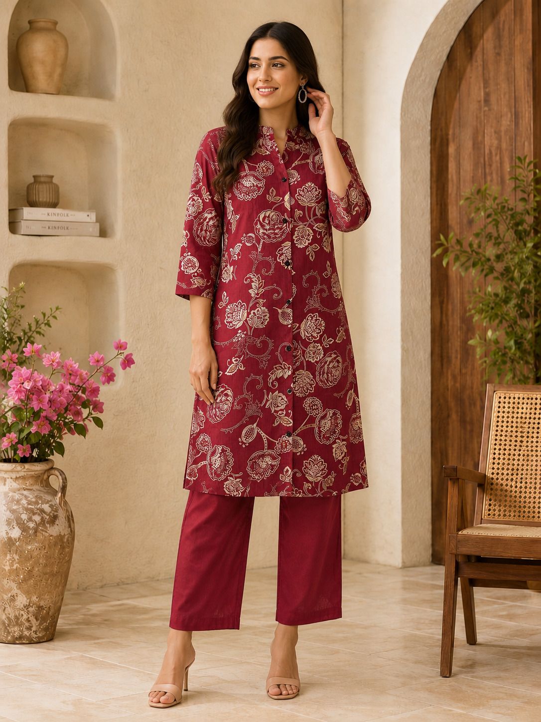 Women Pure Cotton Kurti Palazzo Set-image-10