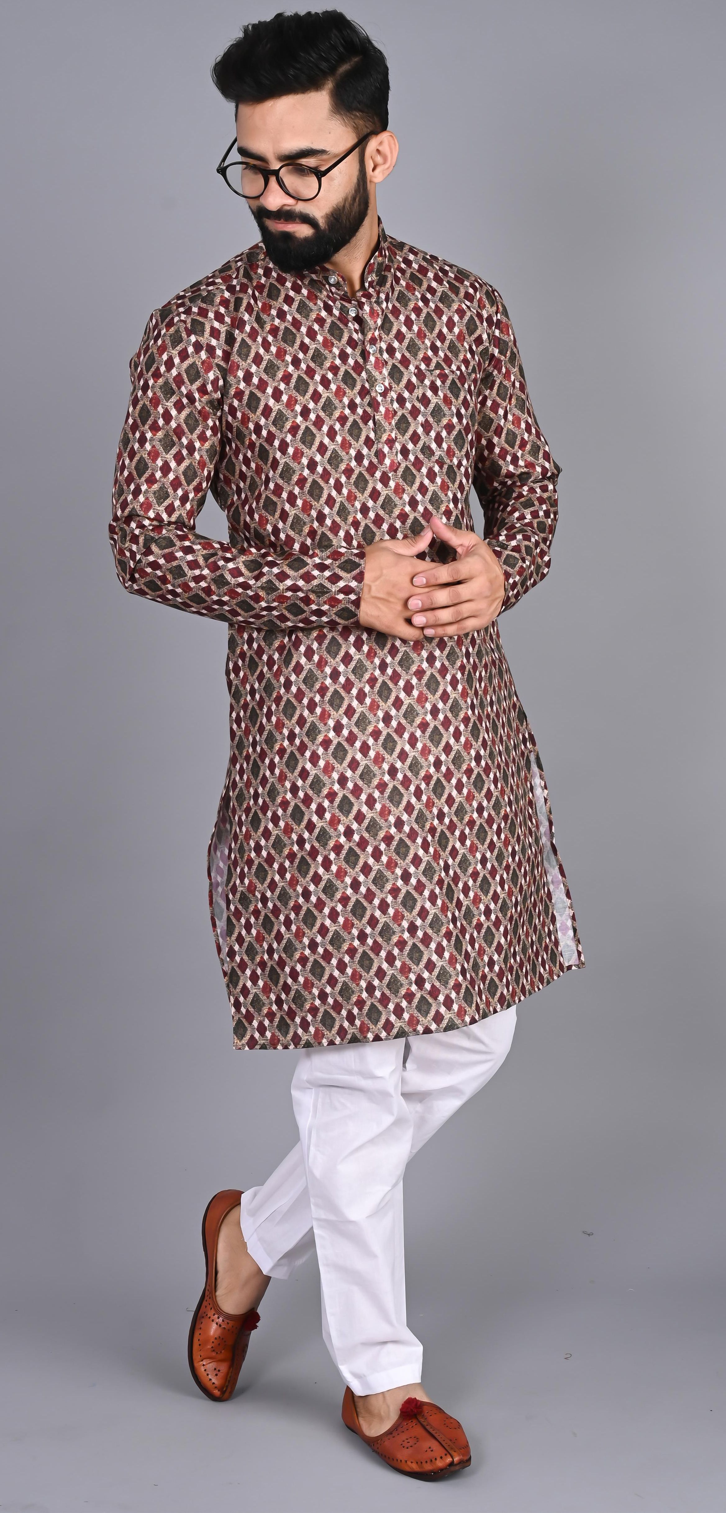 fubar Men Cotton Blend Kurta Pyjama Set-picture-12