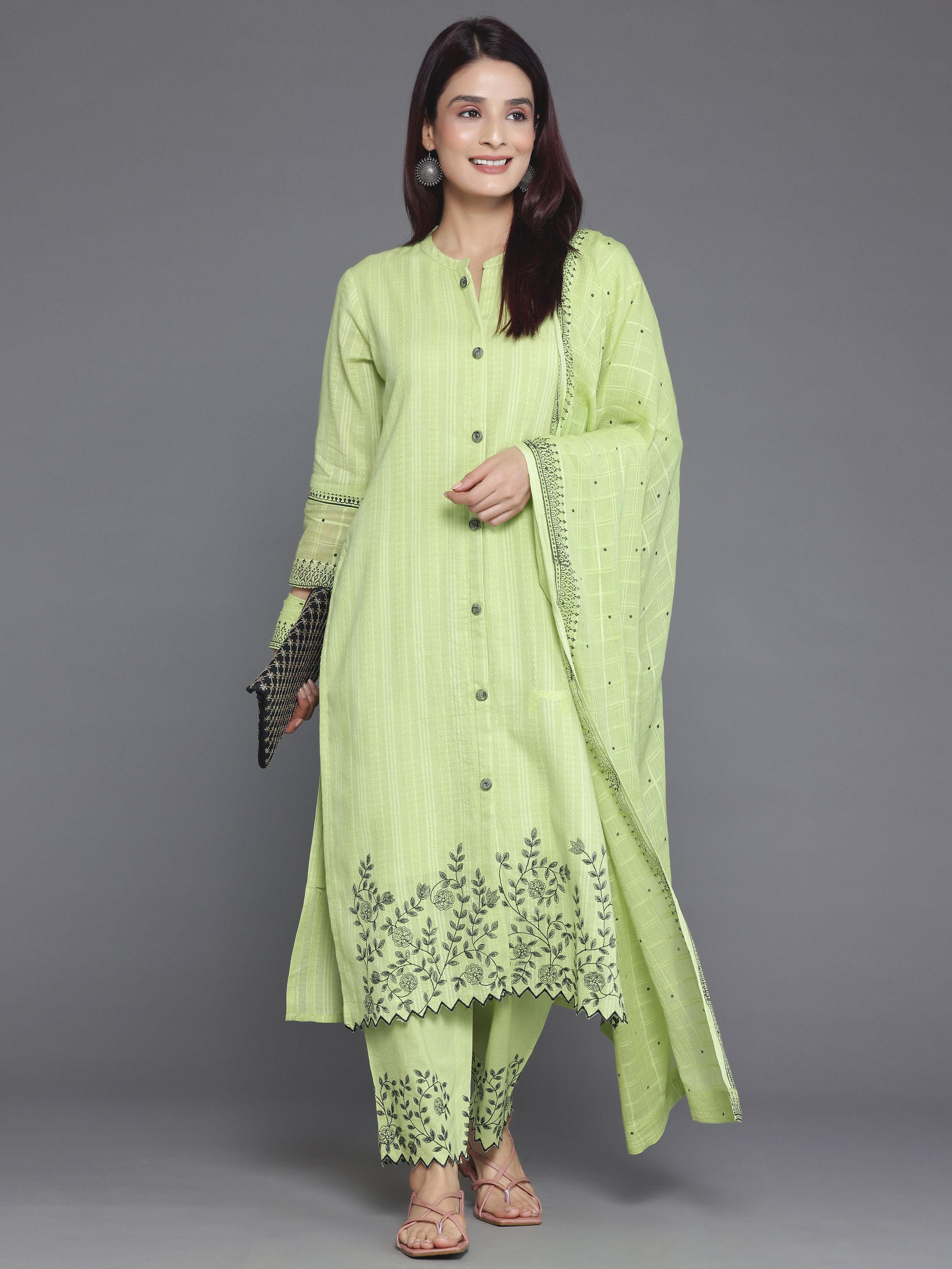 Women Pure Cotton Kurta Pant Dupatta Set-image-21