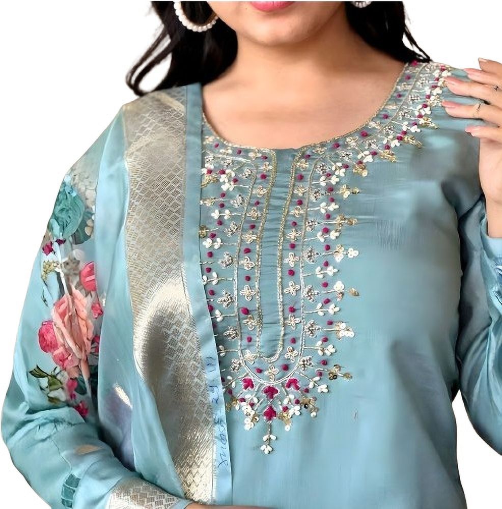 abc Women Cotton Blend Kurta Pant Dupatta Set-picture-25