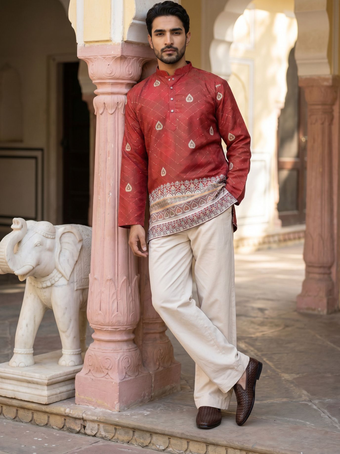 jompers Men Cotton Blend Kurta Pyjama Set-picture-35