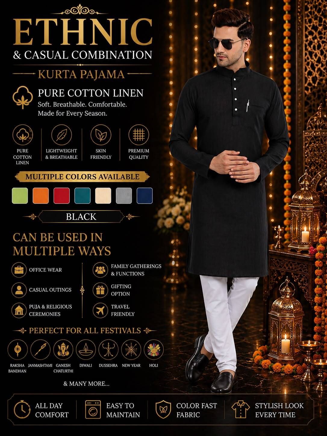 larwa Men Cotton Blend Kurta Pyjama Set-picture-47