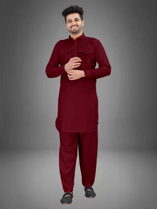 kaashi couture Men Cotton Blend Kurta Pyjama Set-picture-25