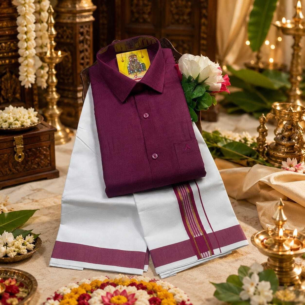 ithazhya enterprises Men Pure Cotton Shirt Dhoti Set-picture-36