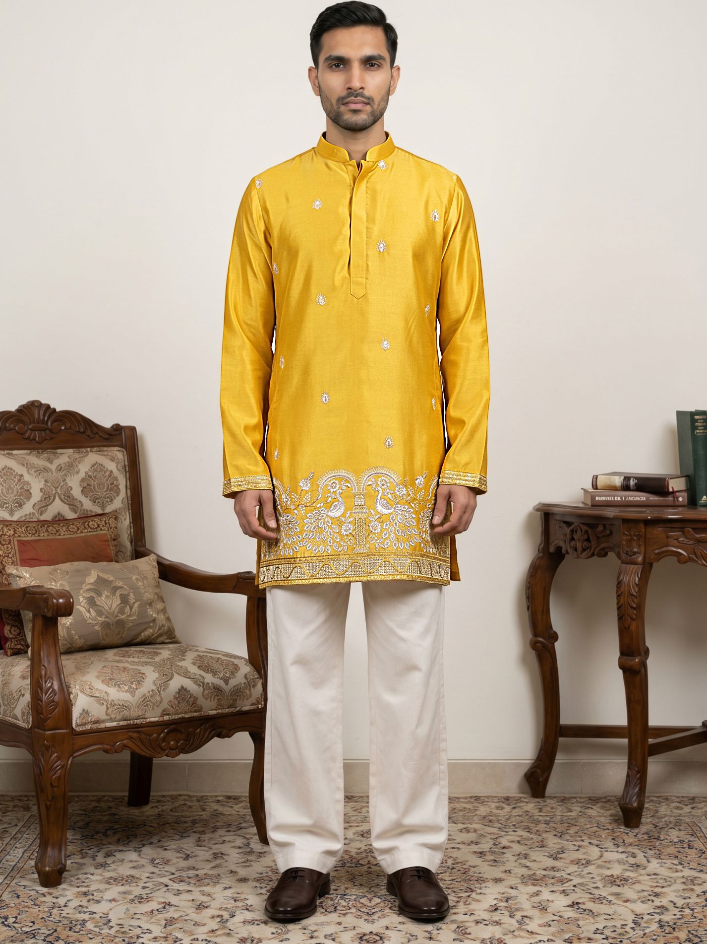 Men Silk Blend Kurta Pyjama Set-image-20