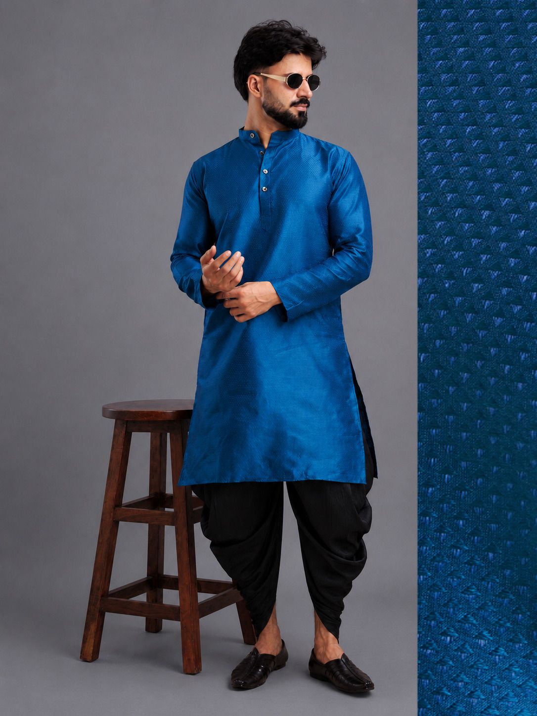 tsarina Men Cotton Silk Kurta Dhoti Pant Set-picture-36