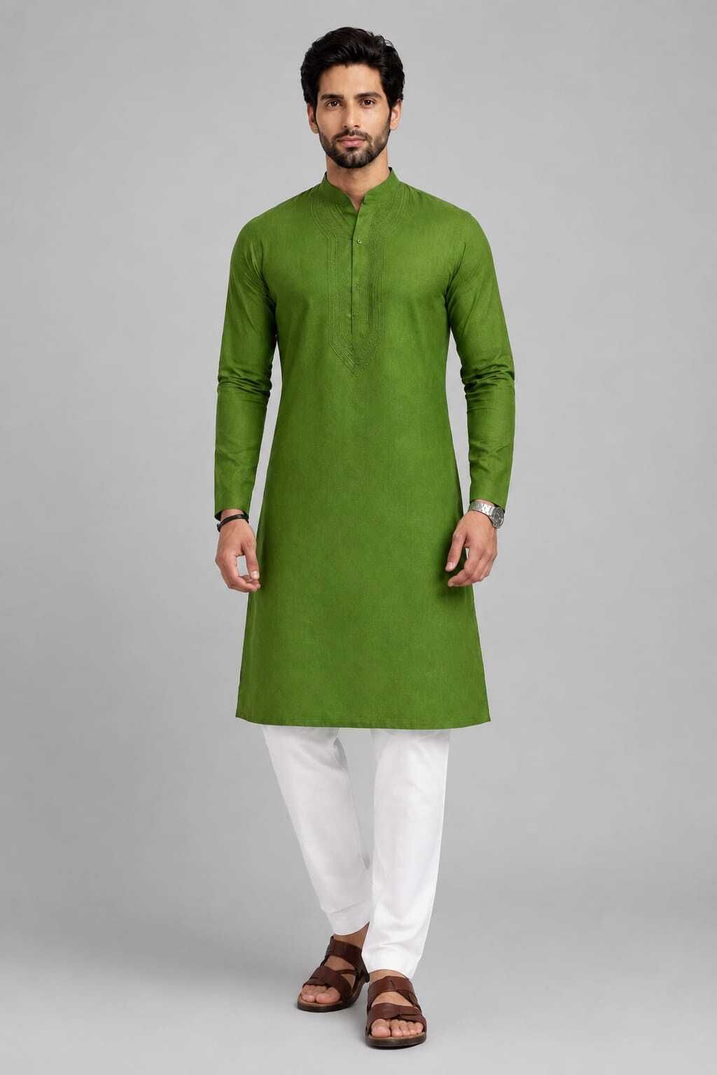 ss chikan art Men Cotton Blend Kurta Pyjama Set-picture-13