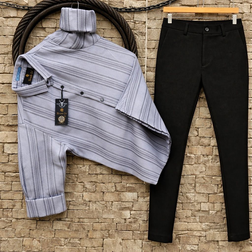 torontocn Men Cotton Blend Shirt Pant Set-picture-13