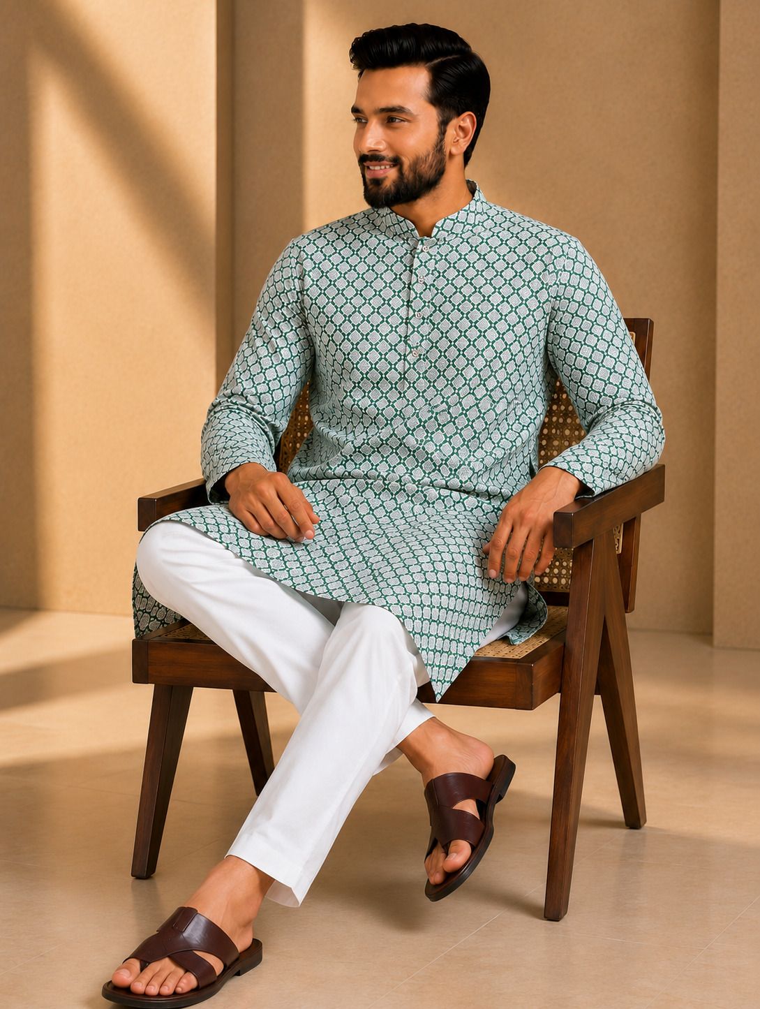 aayanvi enterprise Men Chiffon Kurta Set-picture-16