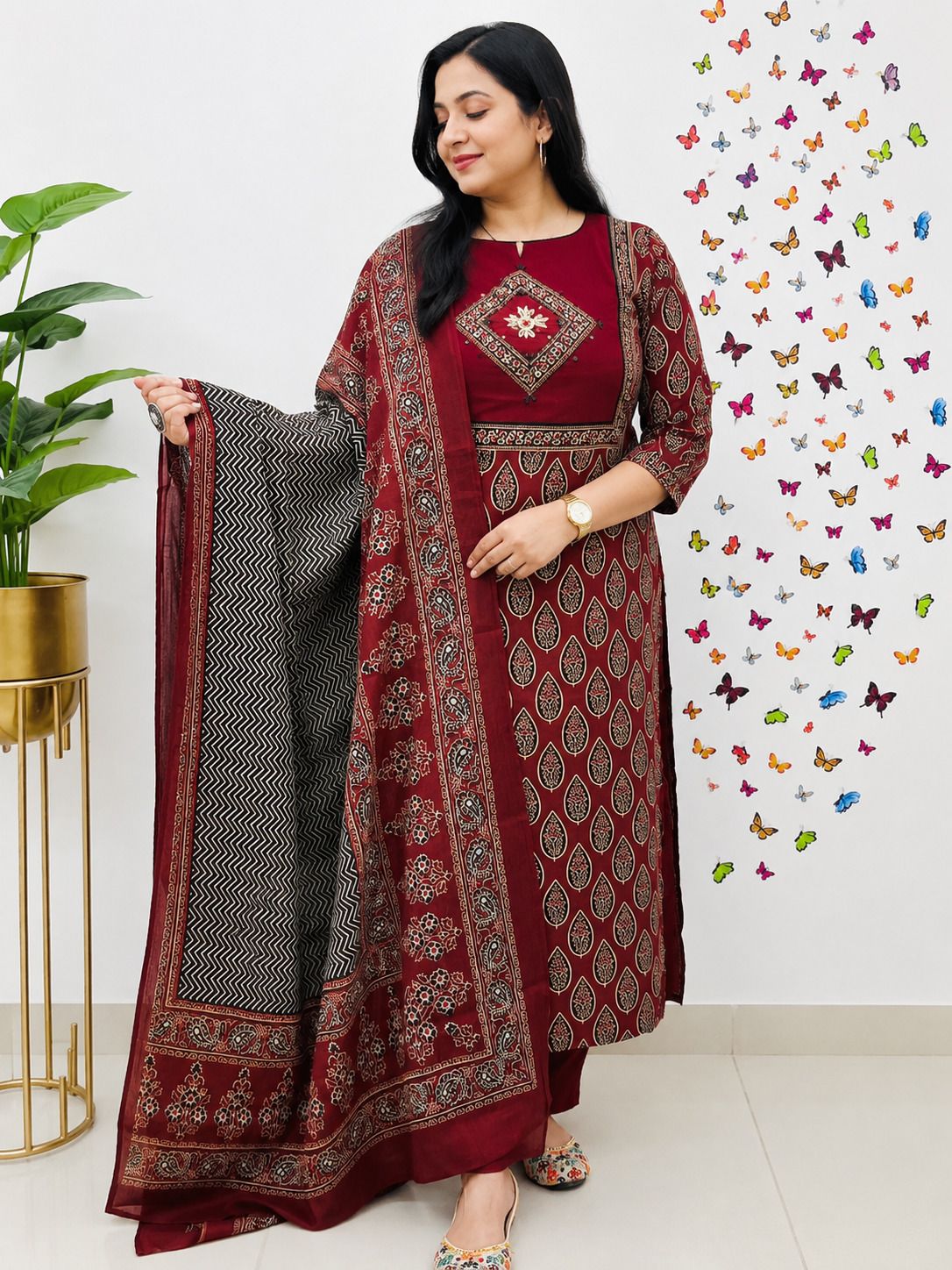Women Pure Cotton Kurti Pant Dupatta Set-image-8