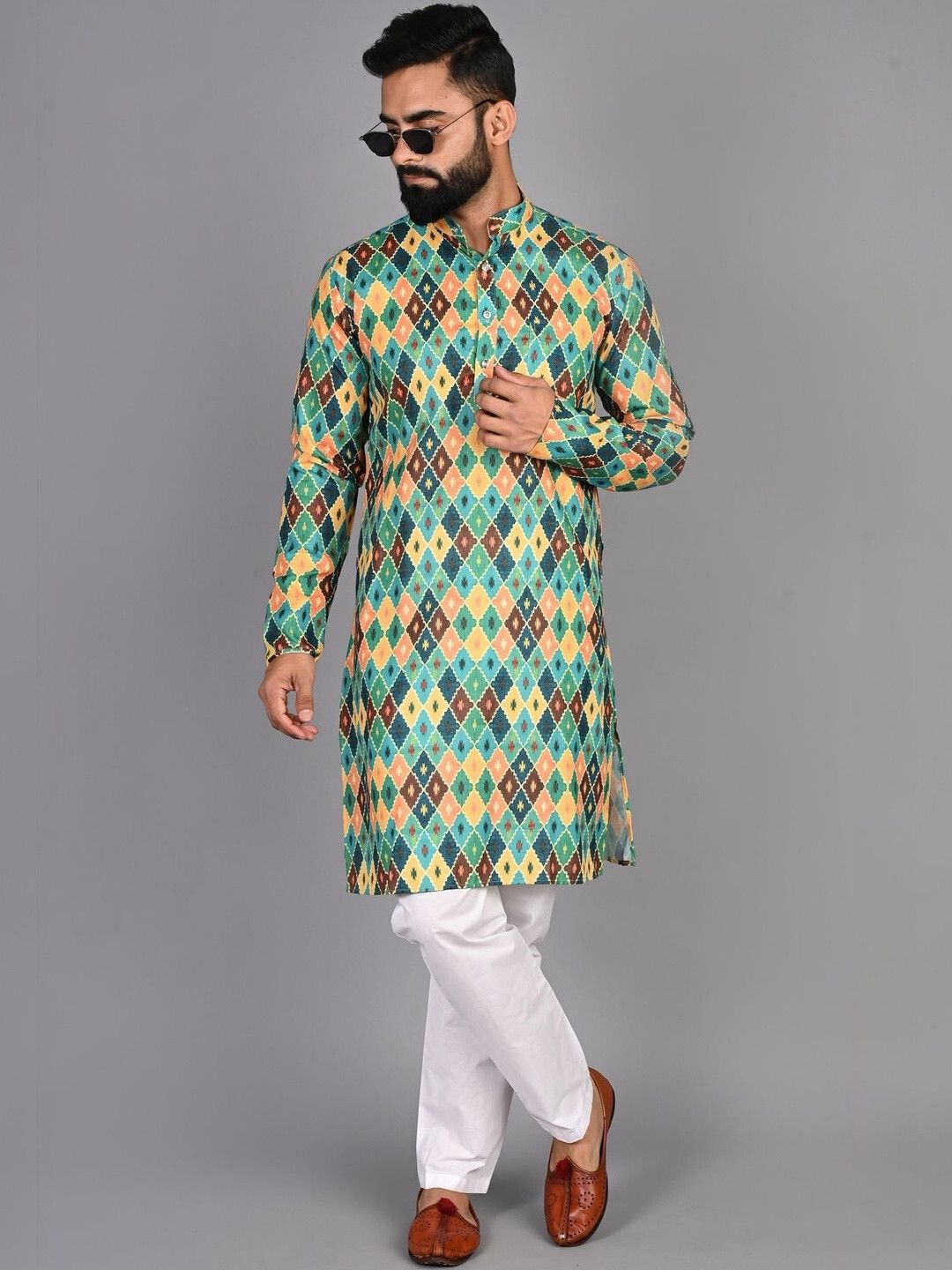 xenor Men Cotton Blend Kurta Pant Set-picture-48