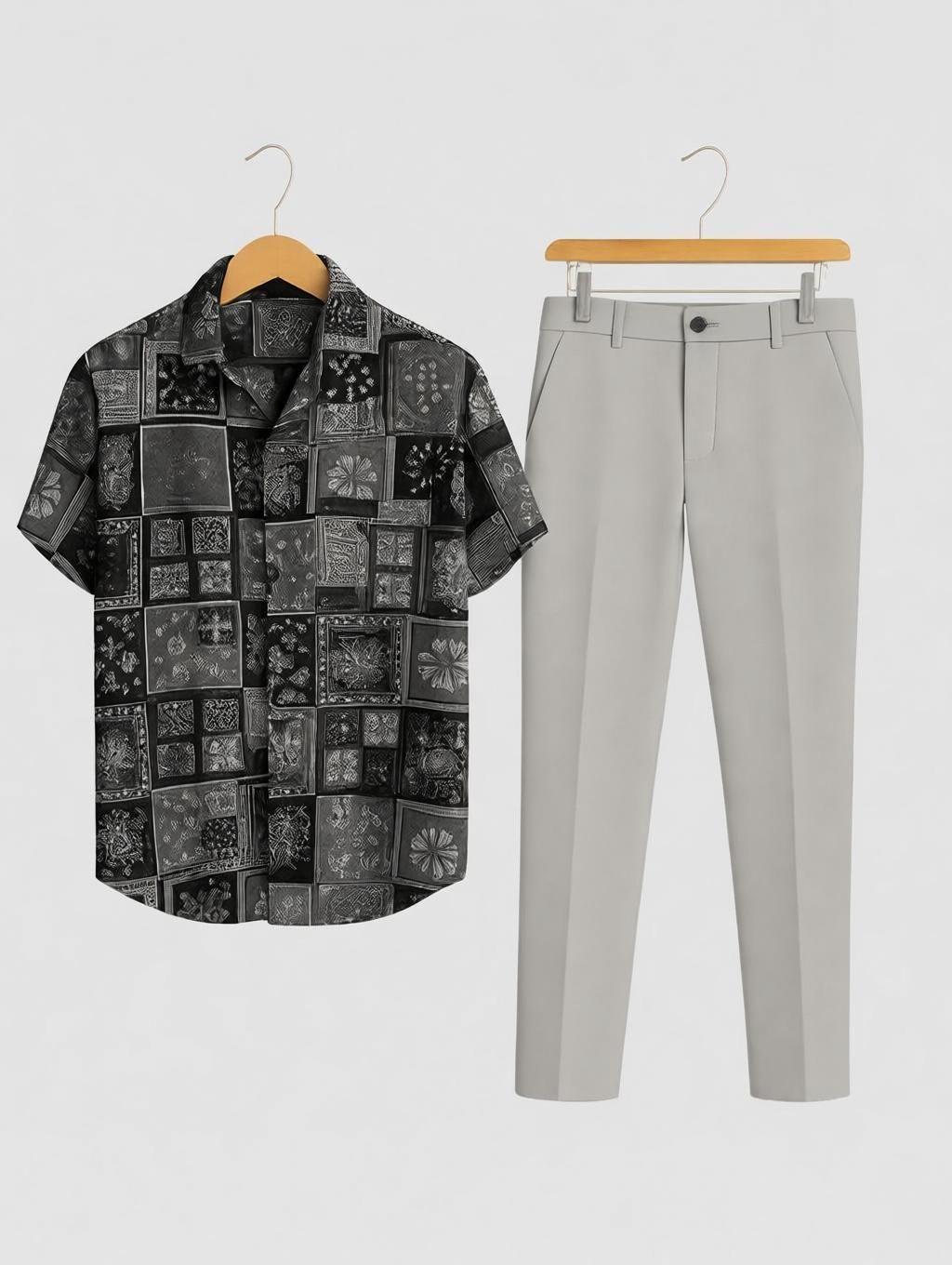 torontocn Men Cotton Blend Shirt Pant Set-picture-30