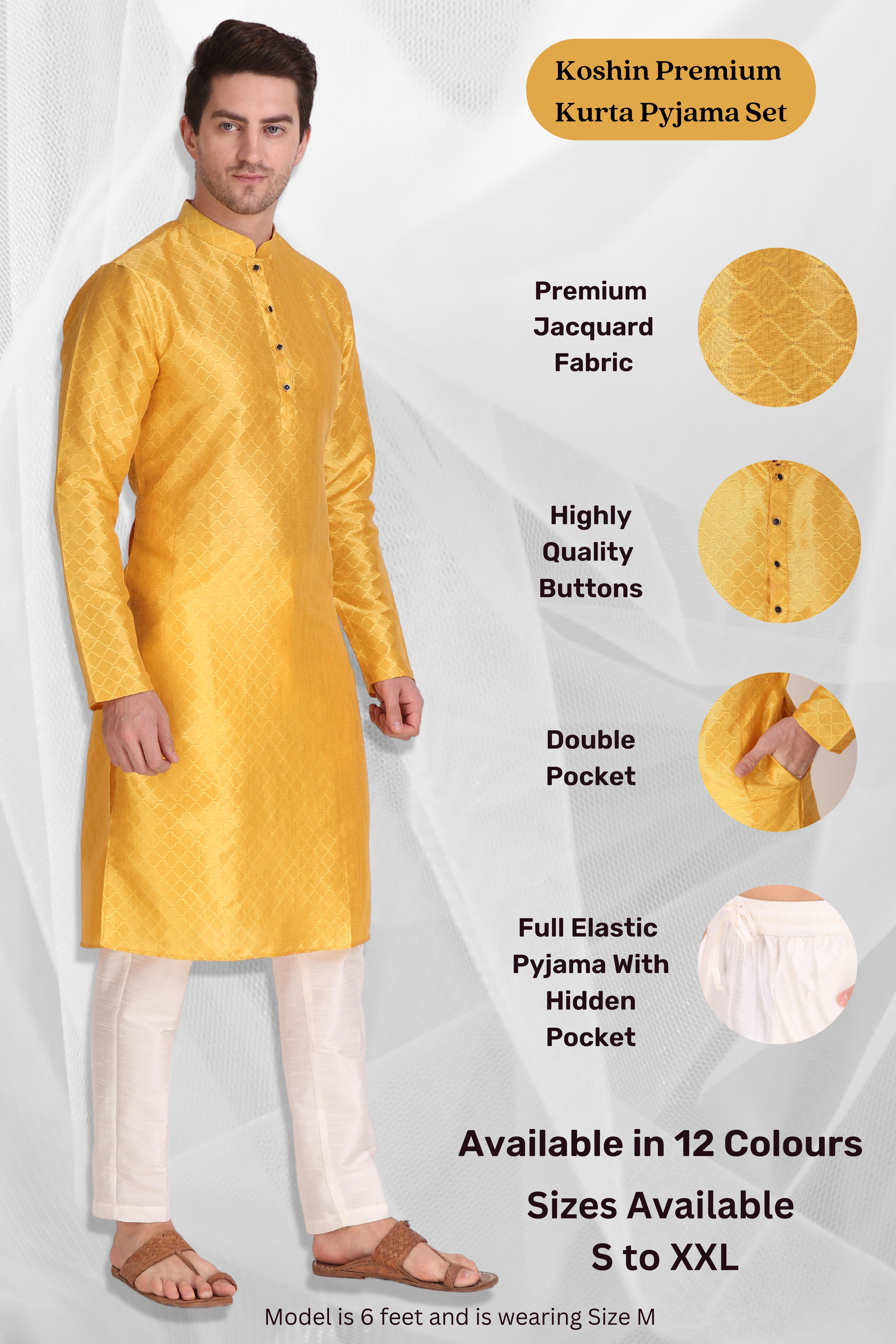 Men Art Silk Kurta Pyjama Set