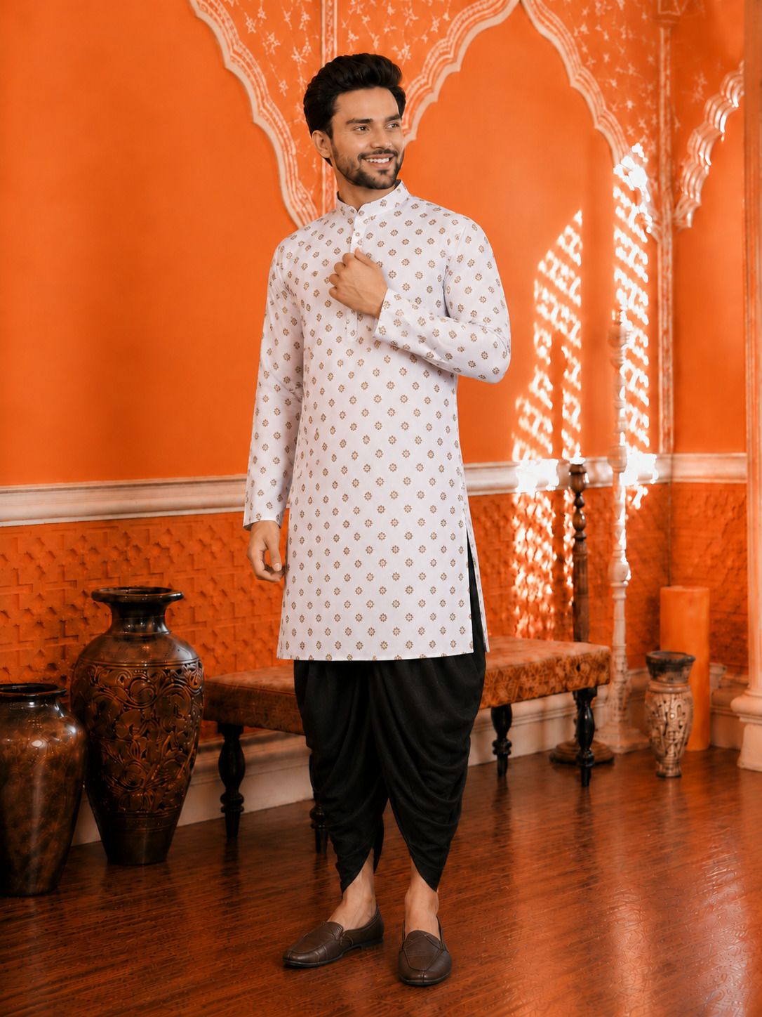 dhasu trendz Men Cotton Blend Kurta Dhoti Set-picture-43
