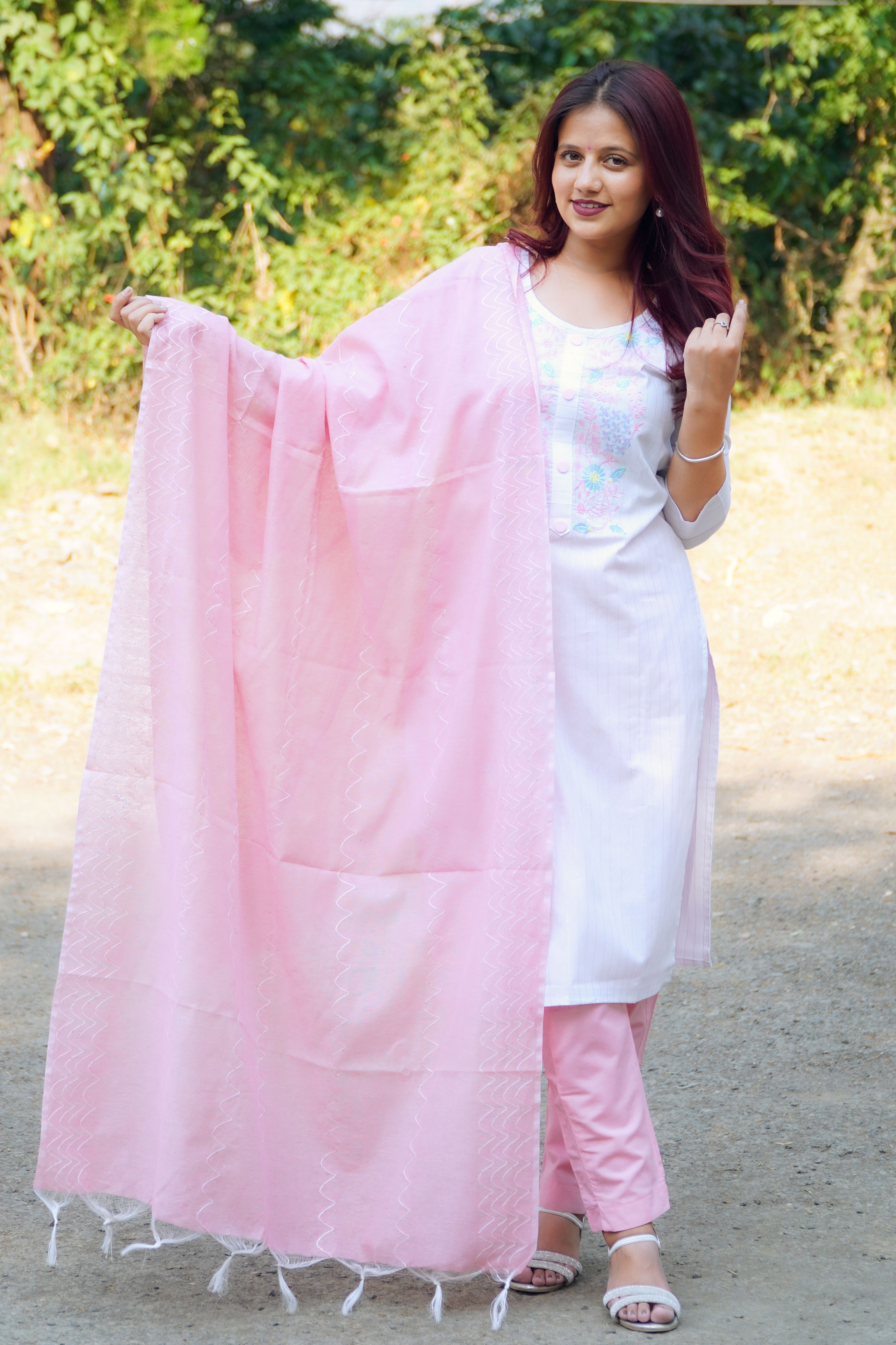 maadwara Women Pure Cotton Kurti Pant Dupatta Set-picture-12