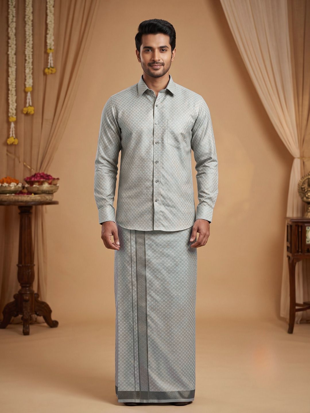 paramparaa dhotis Men Cotton Blend Shirt Dhoti Set-picture-16