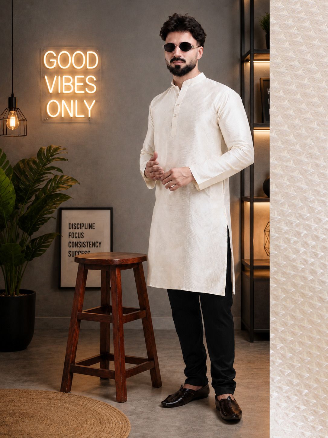 Men Cotton Silk Kurta Pyjama Set-image-4