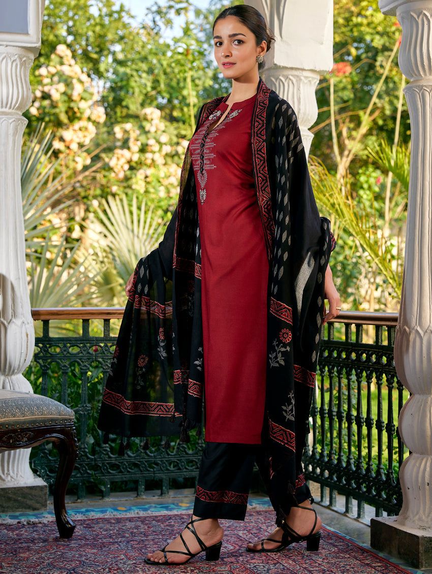 Women Viscose Rayon Kurta Palazzo Dupatta Set-image-46