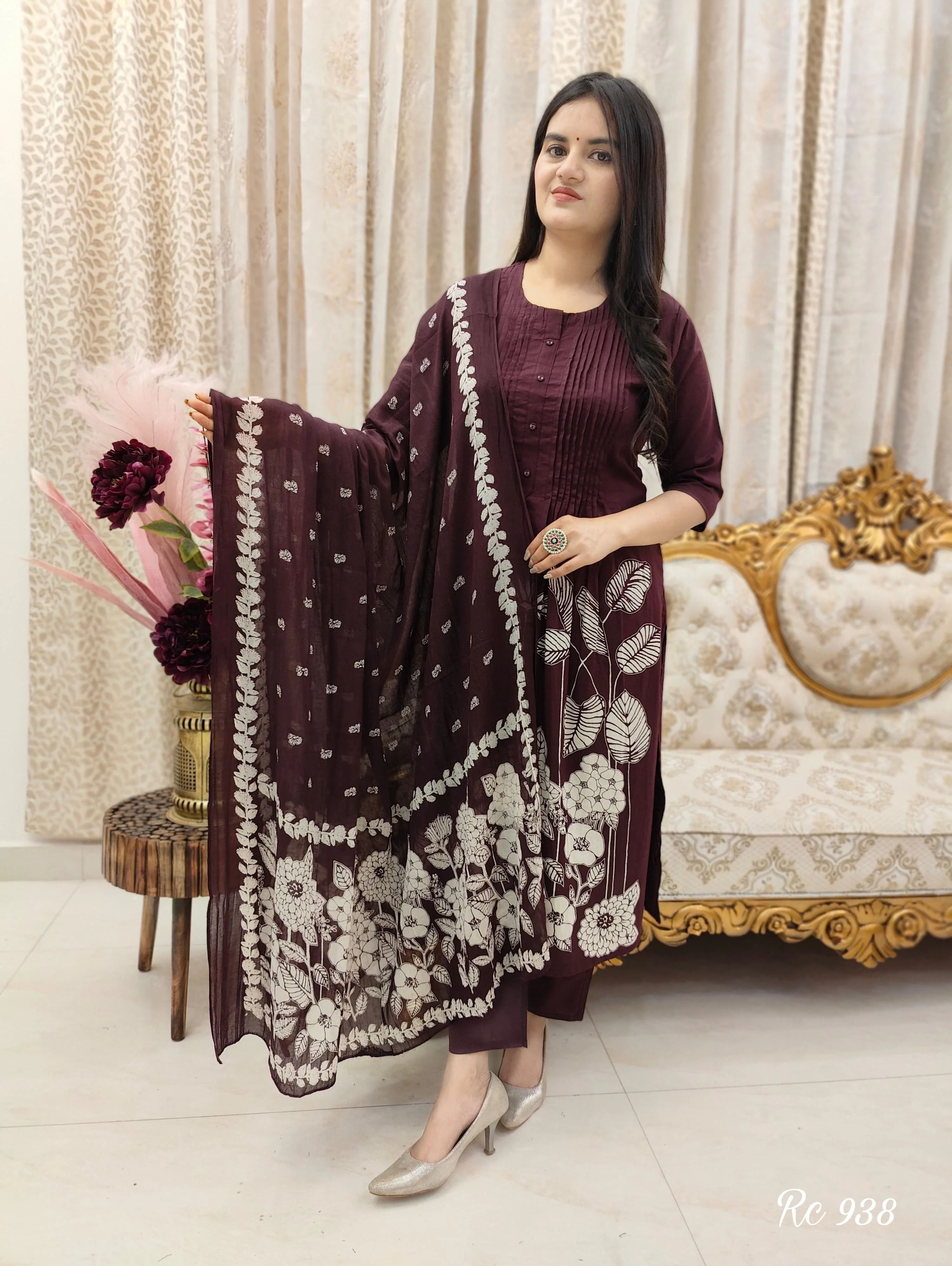 Women Pure Cotton Kurti Pant Dupatta Set-image-28