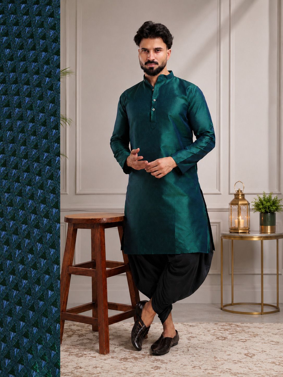 tsarina Men Cotton Silk Kurta Dhoti Pant Set-picture-25