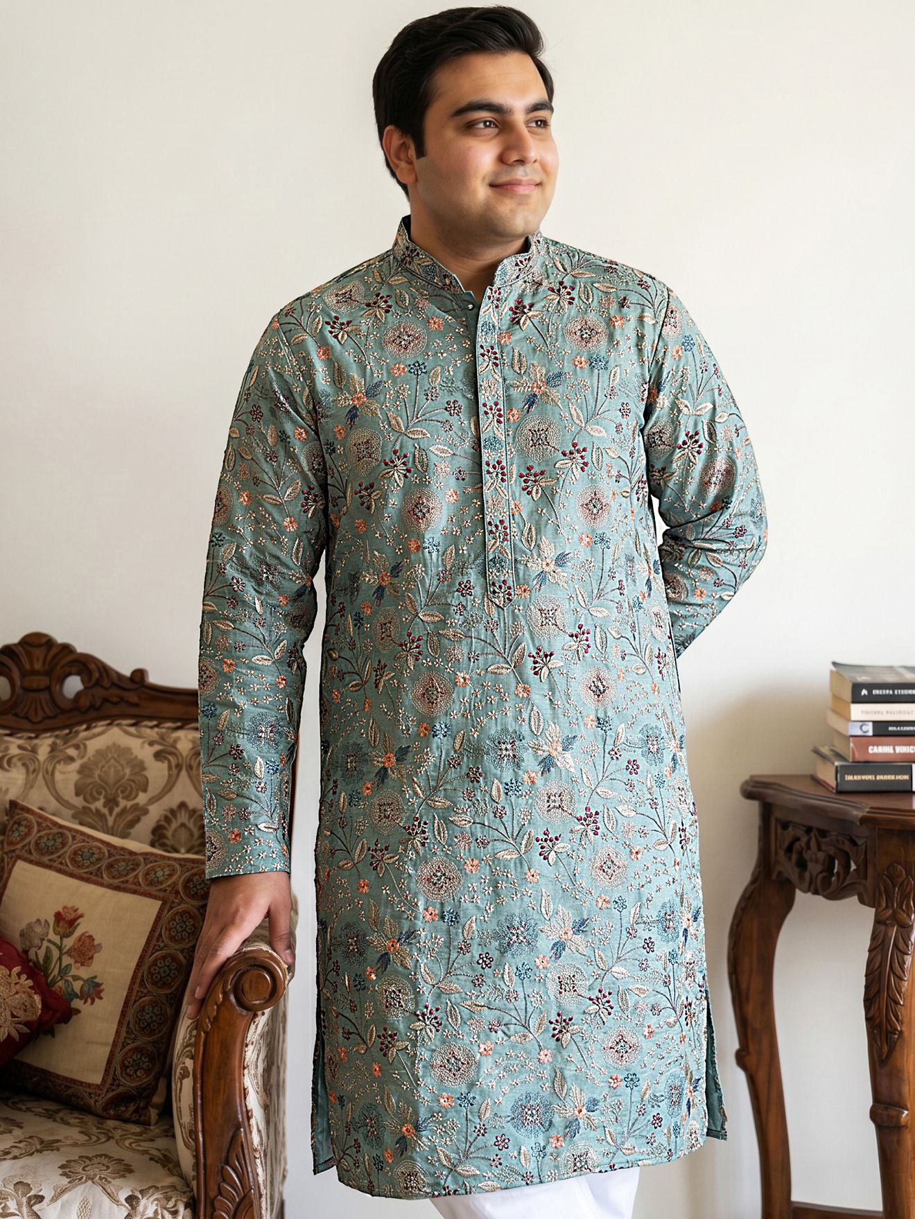 jompers Men Silk Blend Kurta Pyjama Set-picture-14