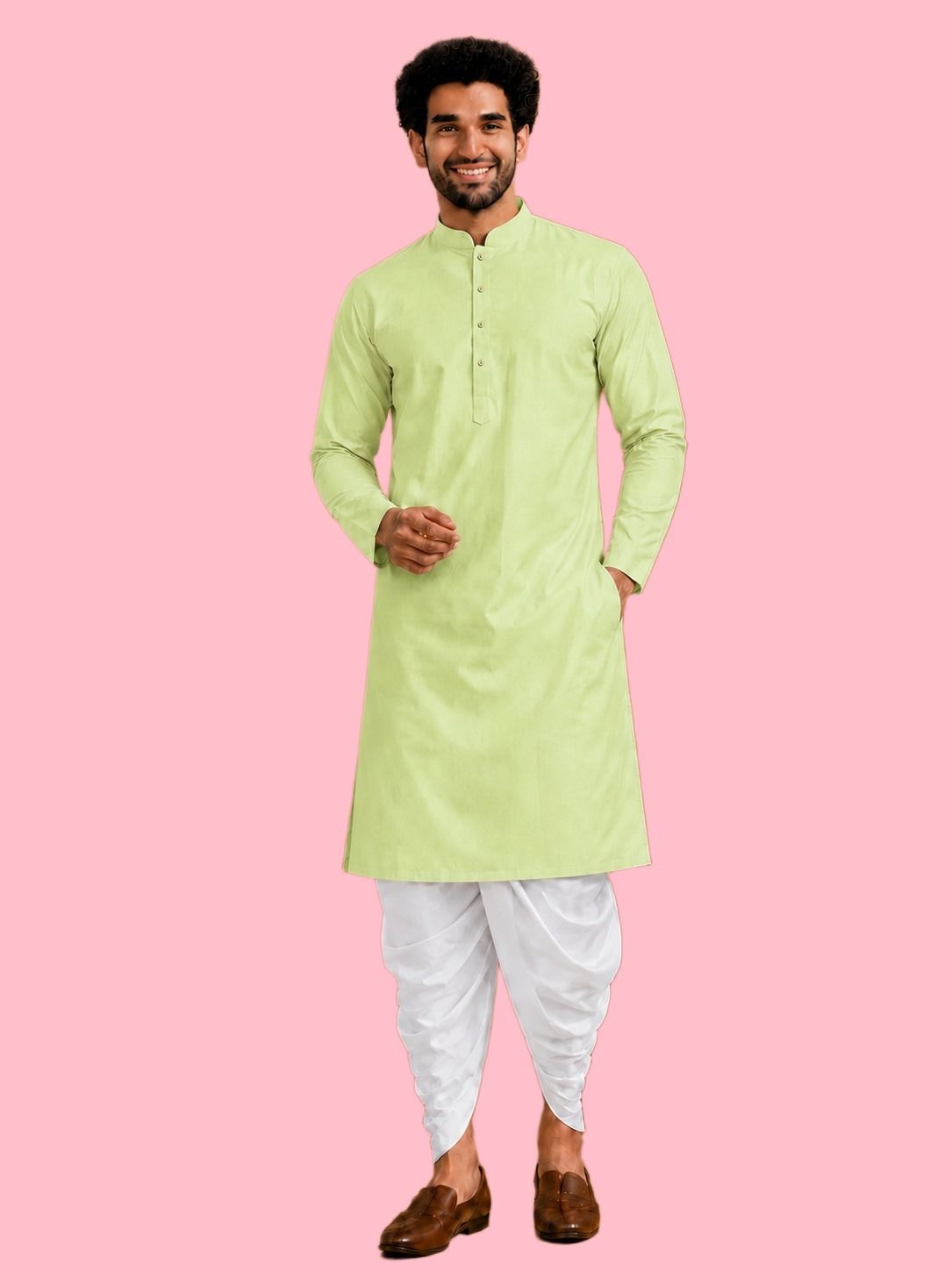 Men Cotton Rayon Kurta Dhoti Set-image-44