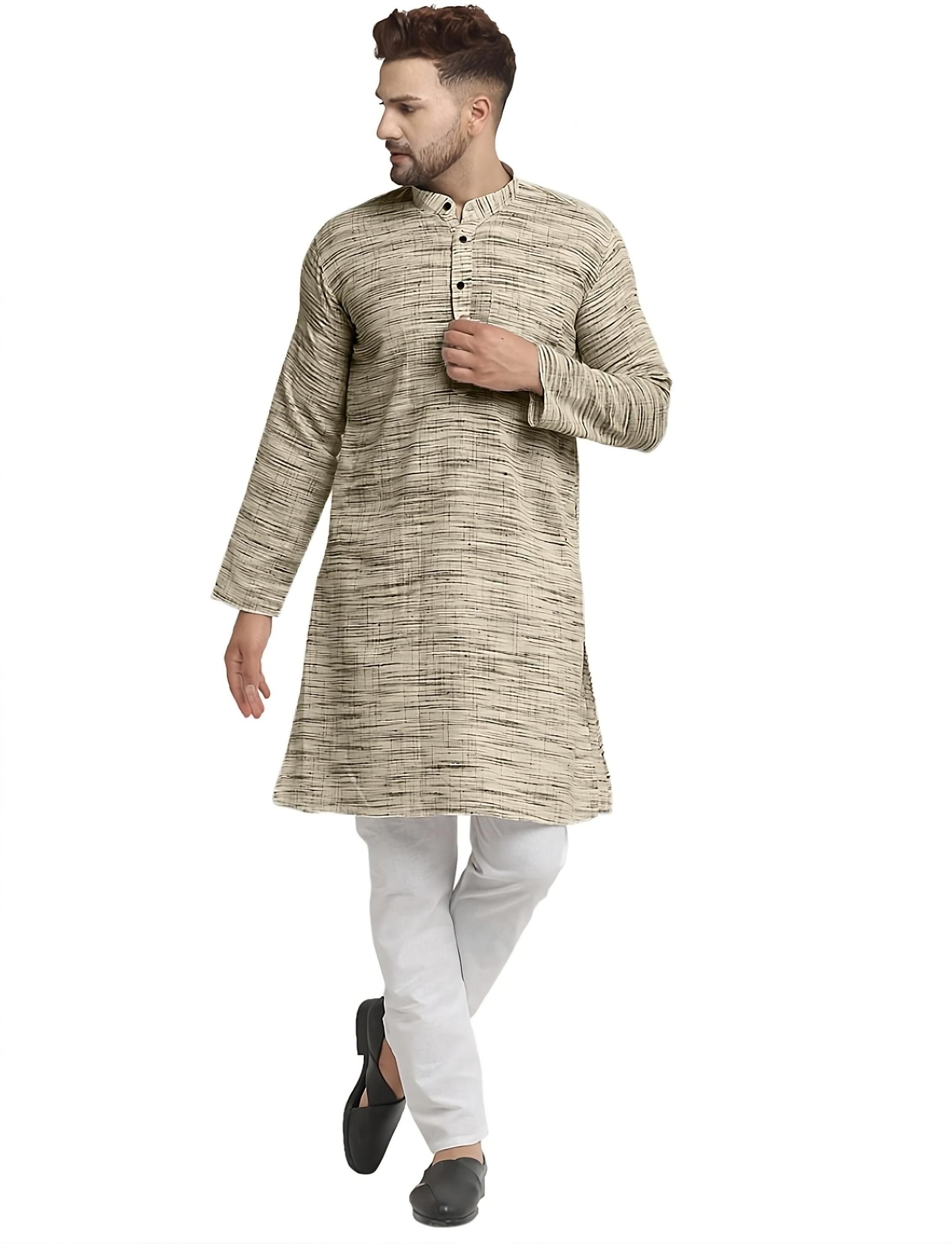 aaryavar Men Khadi Cotton Kurta Pyjama Set-picture-27