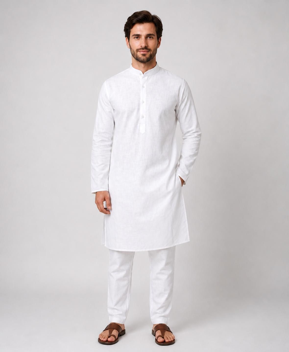 nature craft Men Pure Cotton Kurta Pyjama Set-picture-12