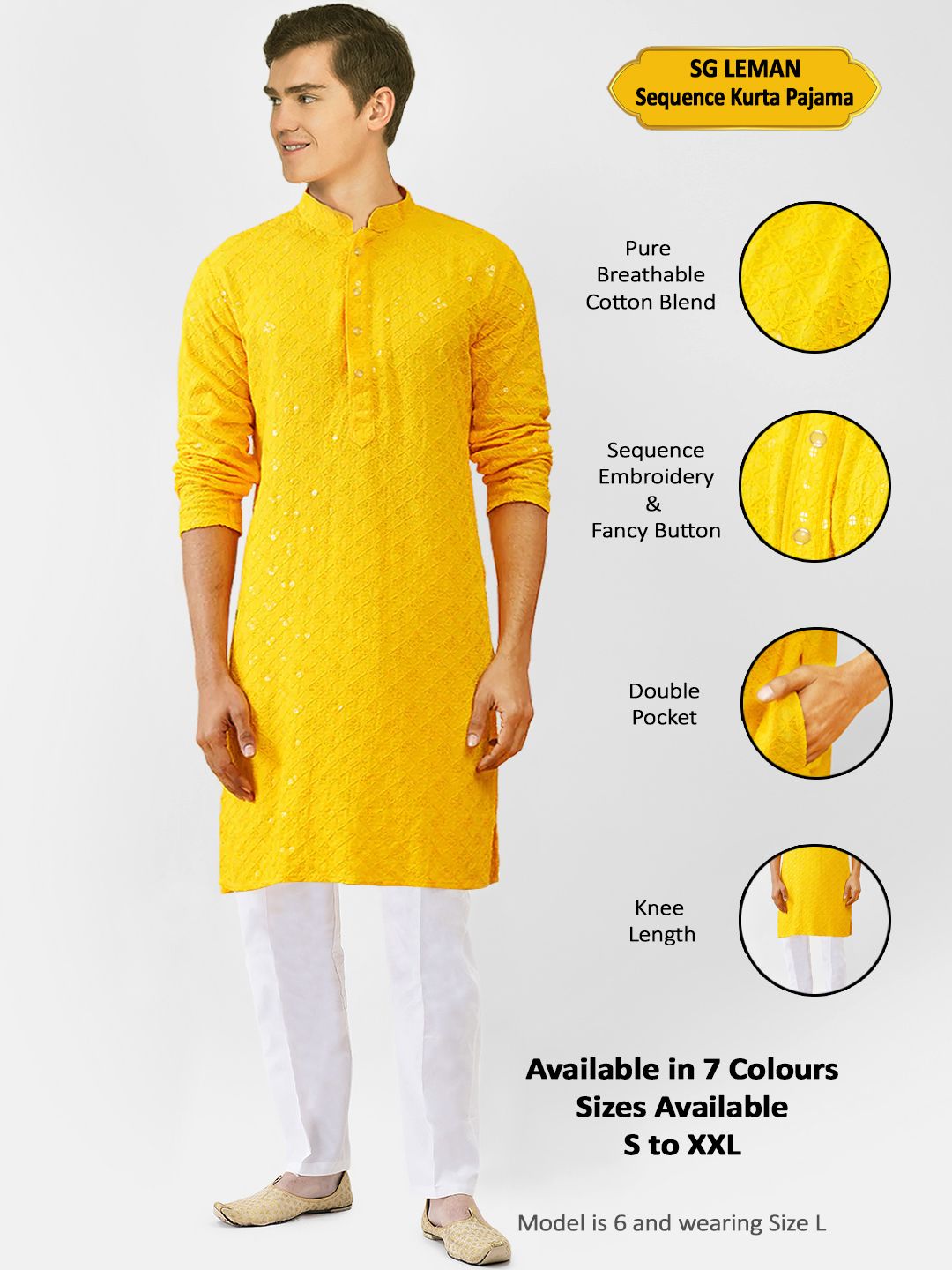 Men Cotton Blend Kurta Pyjama Set-image-19