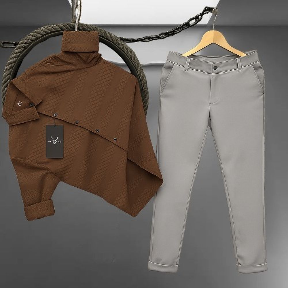 torontocn Men Cotton Blend Shirt Pant Set-picture-38