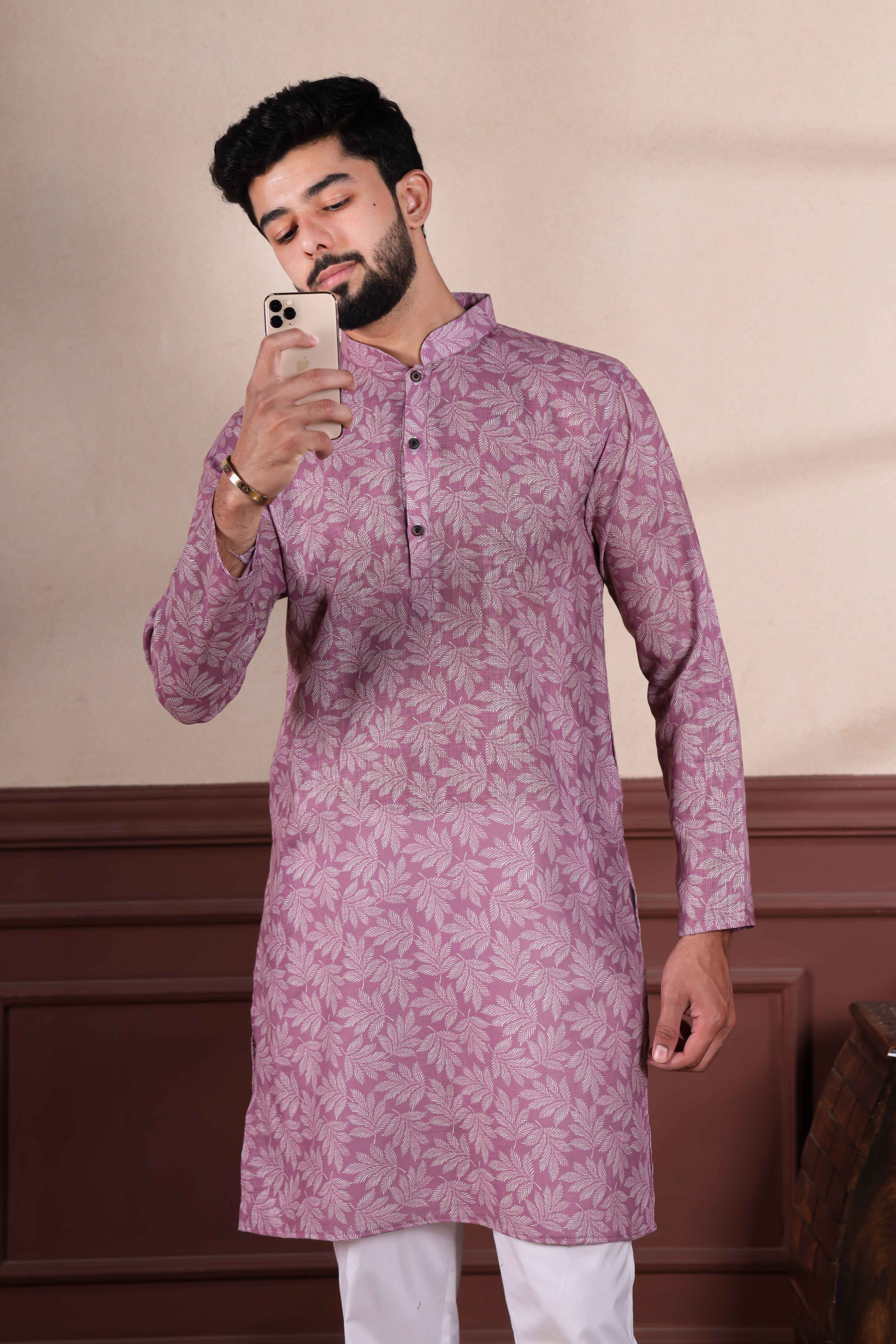 koshin Men Printed Pure Linen Straight Kurta-picture-25