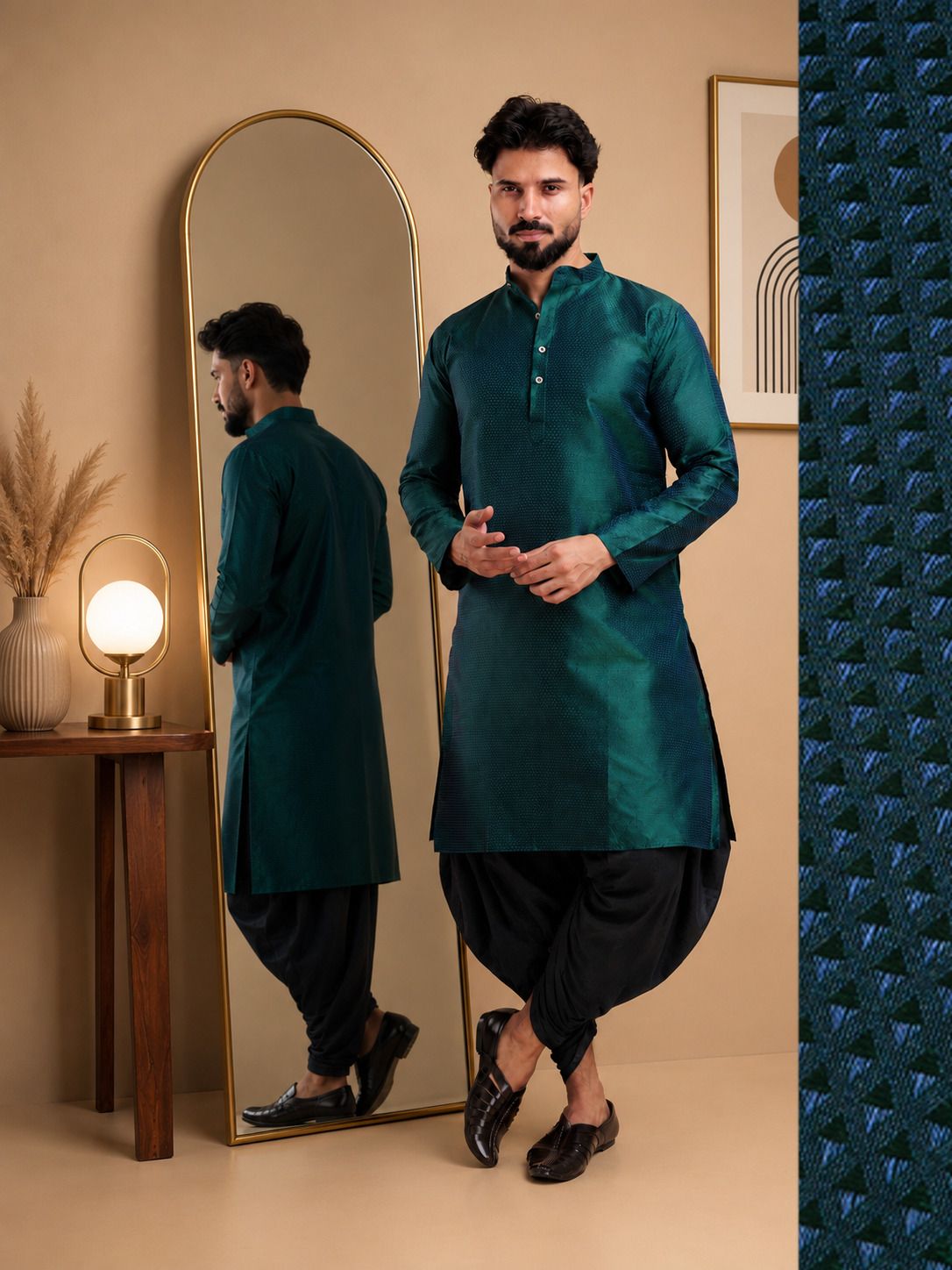 tsarina Men Cotton Silk Kurta Dhoti Pant Set-picture-21