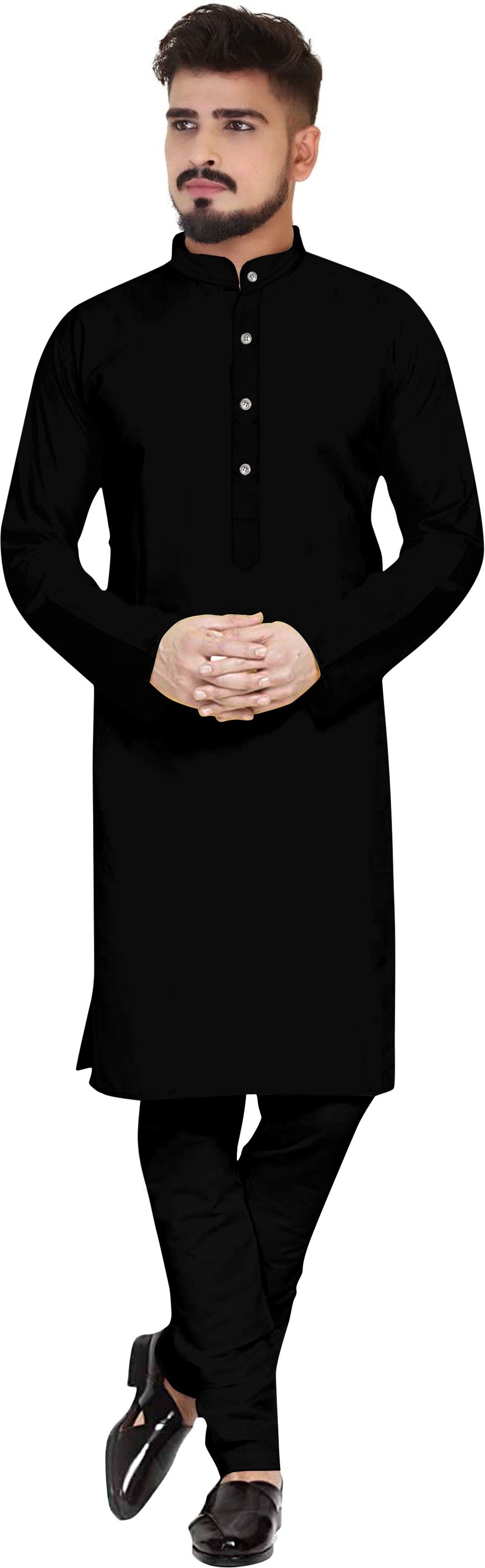 Men Cotton Blend Kurta Pyjama Set