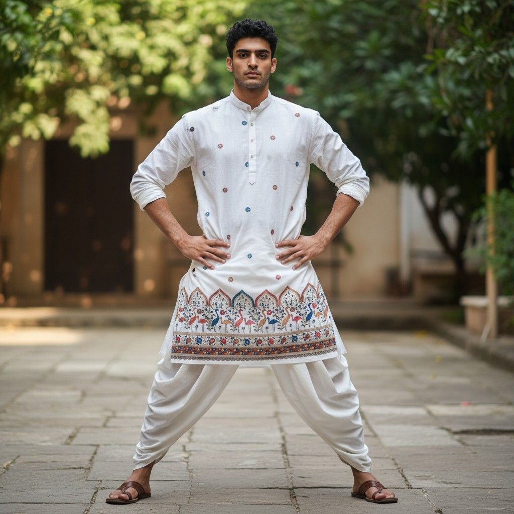 Men Cotton Blend Kurta Dhoti Set-image-3