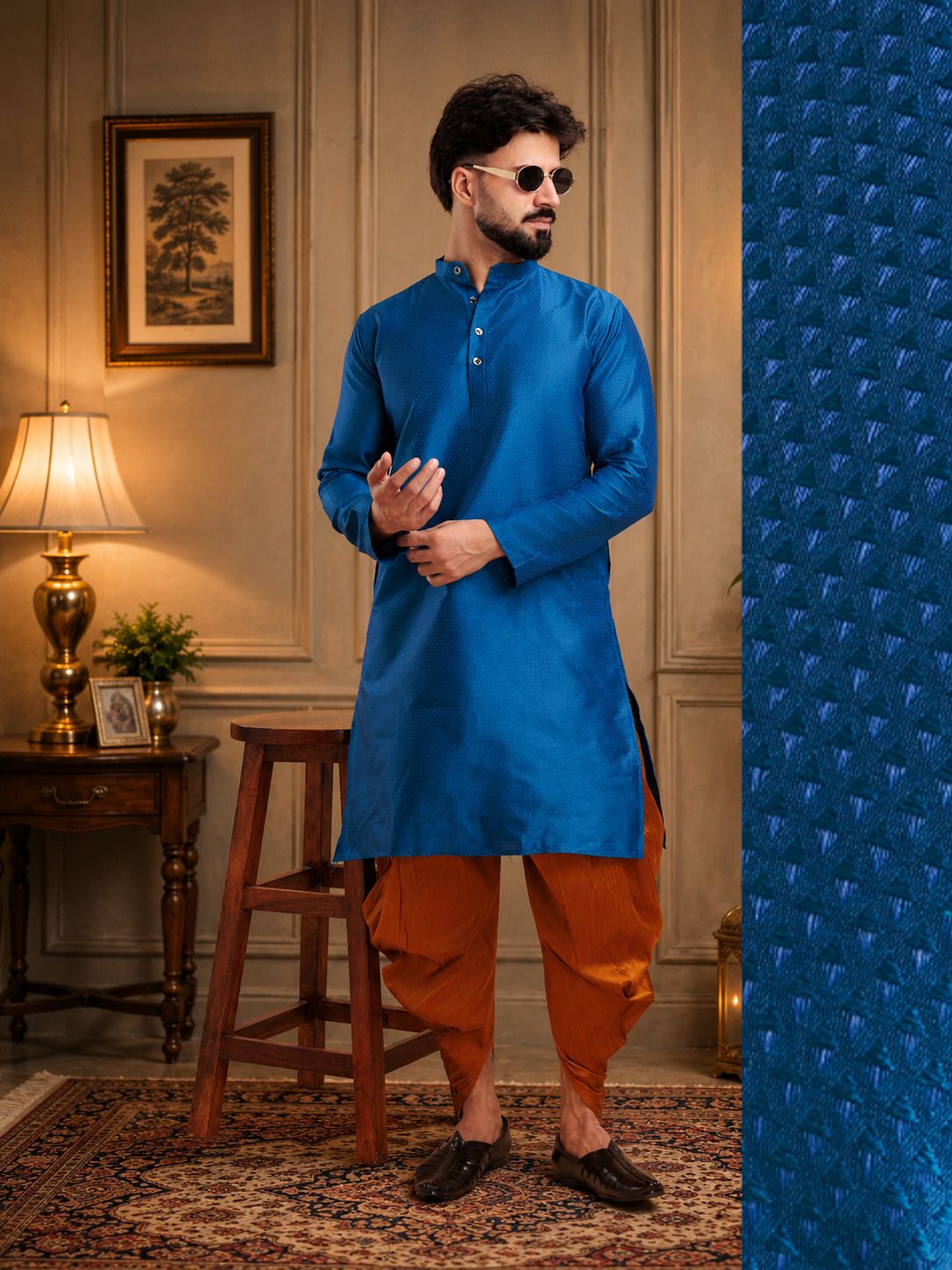 tsarina Men Cotton Silk Kurta Dhoti Pant Set-picture-13
