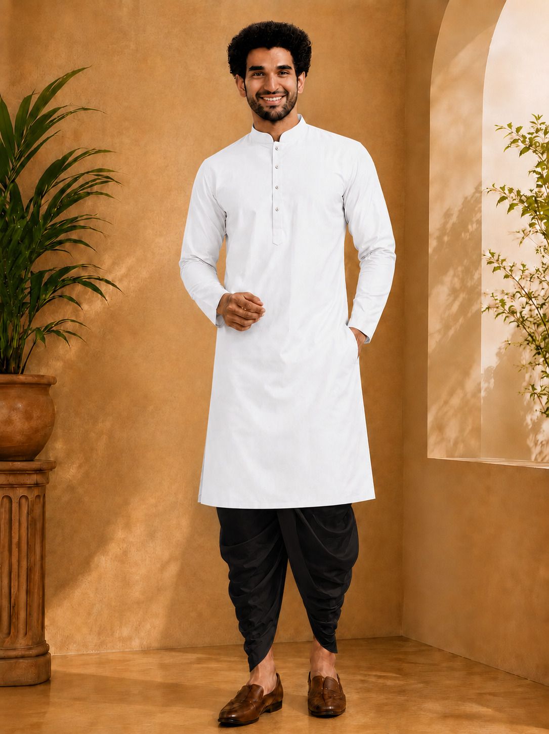 dhasu trendz Men Cotton Rayon Kurta Dhoti Set-picture-49