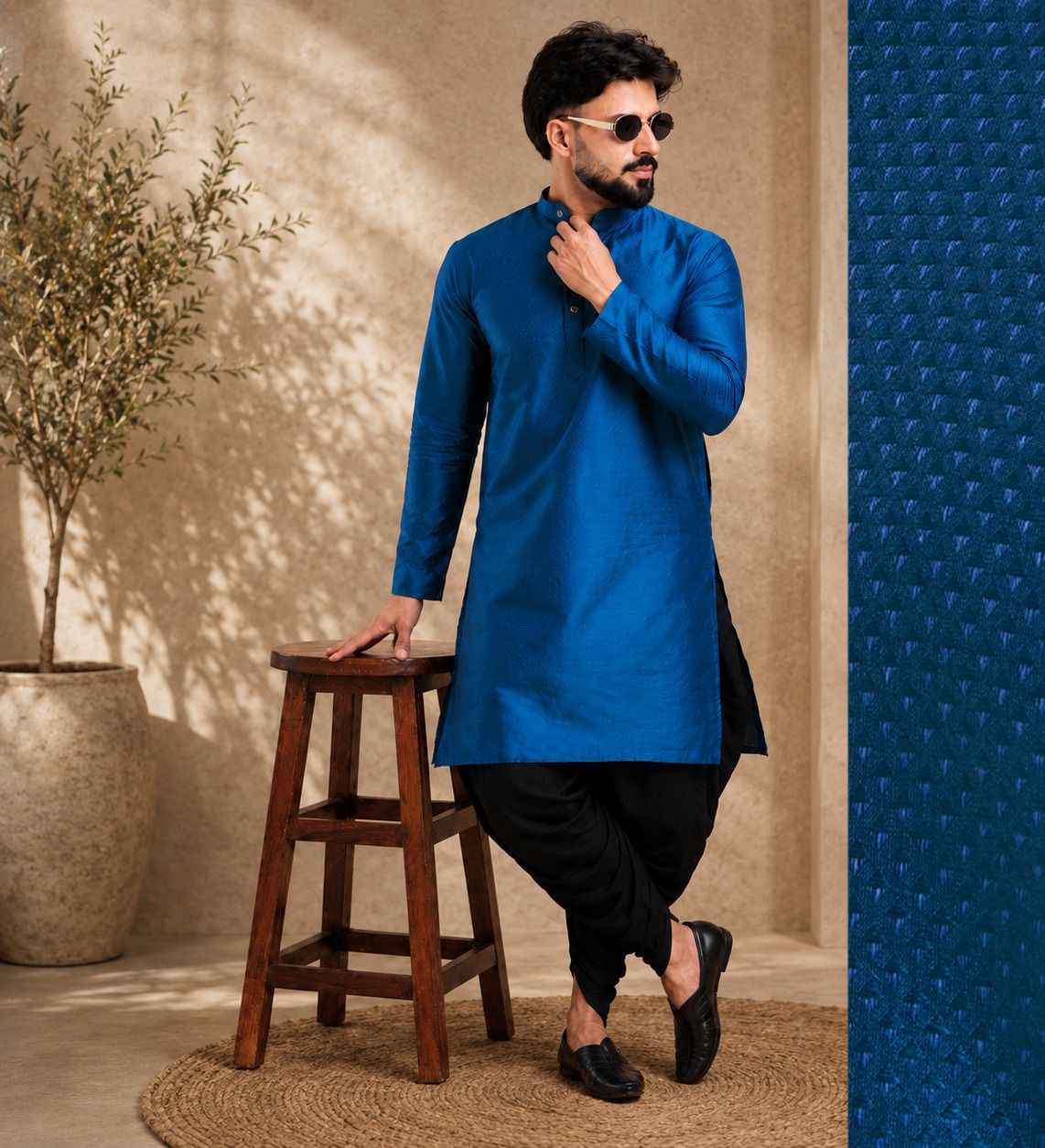 tsarina Men Cotton Silk Kurta Dhoti Pant Set-picture-38