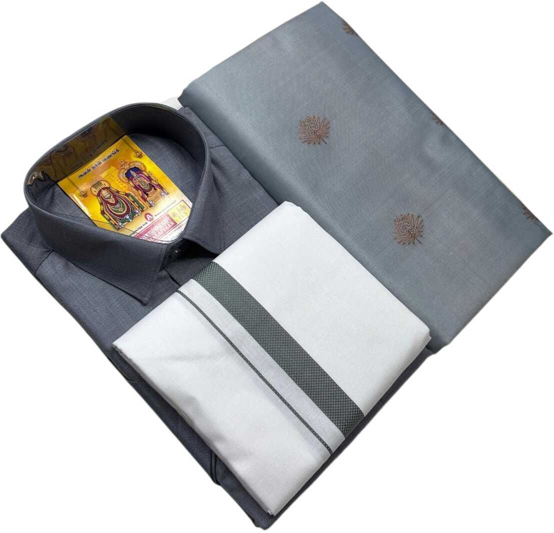 Men Pure Cotton Shirt Dhoti Set-image-11