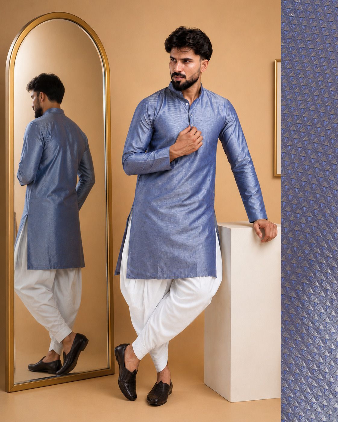 tsarina Men Cotton Silk Kurta Dhoti Pant Set-picture-23