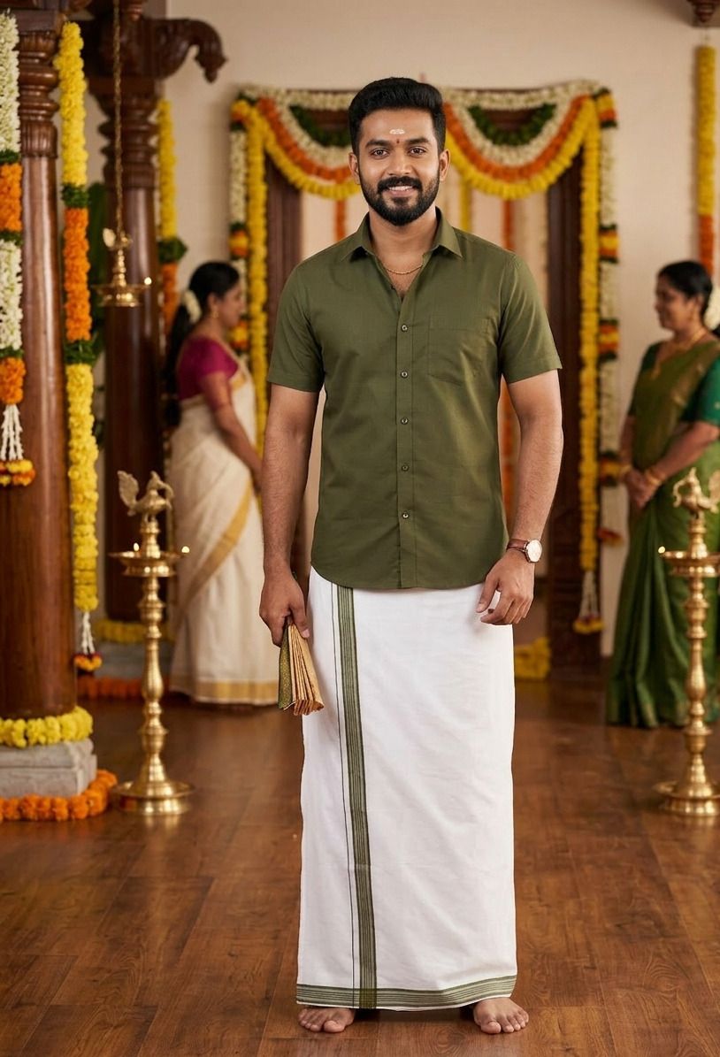 Men Cotton Blend Shirt Dhoti Set-image-19