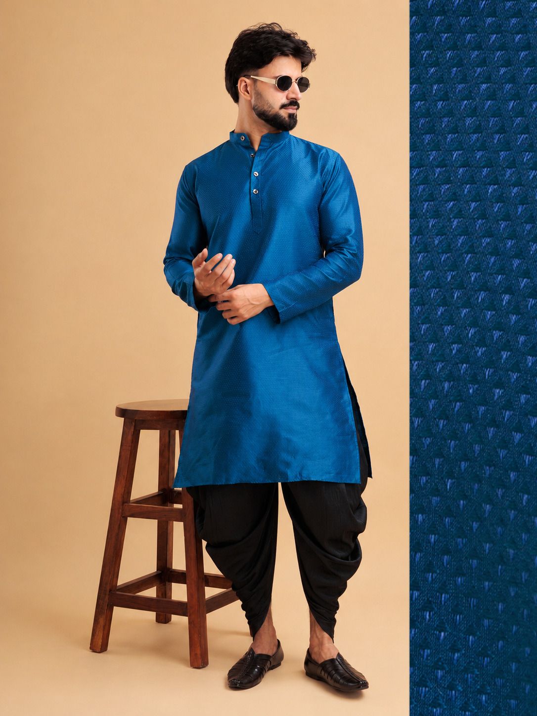 tsarina Men Cotton Silk Kurta Dhoti Pant Set-picture-34