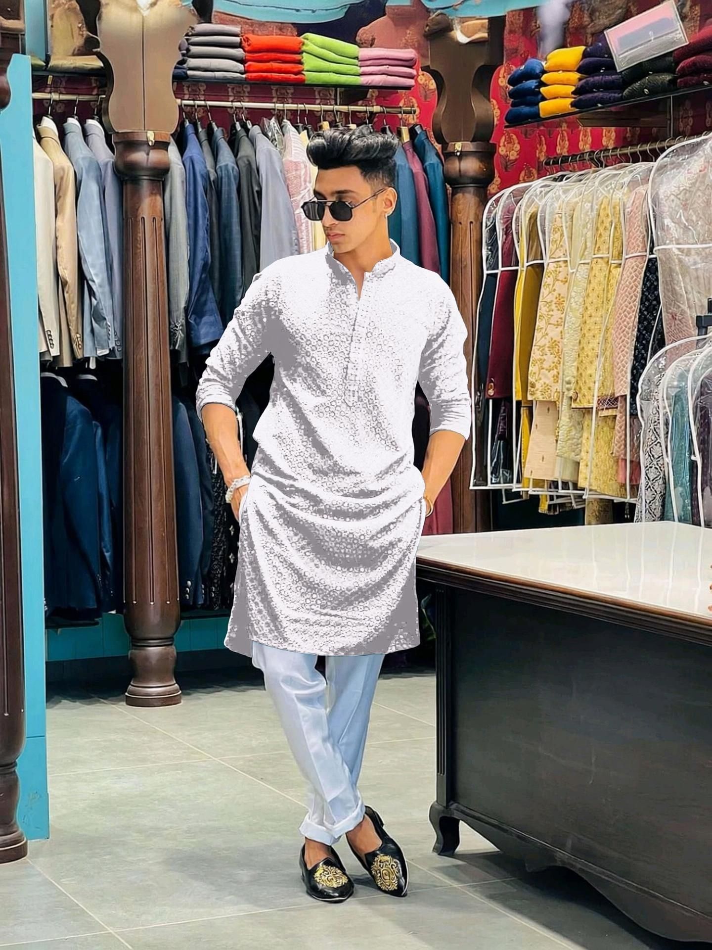 Men Viscose Rayon Kurta Pyjama Set-image-32