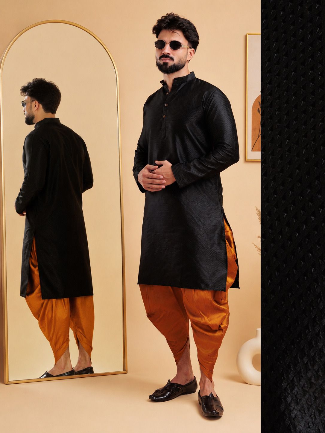 tsarina Men Cotton Silk Kurta Dhoti Pant Set-picture-20