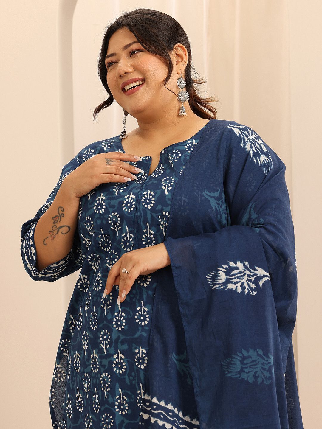 extra love by libas Women Cotton Blend Kurta Pant Dupatta Set-picture-13