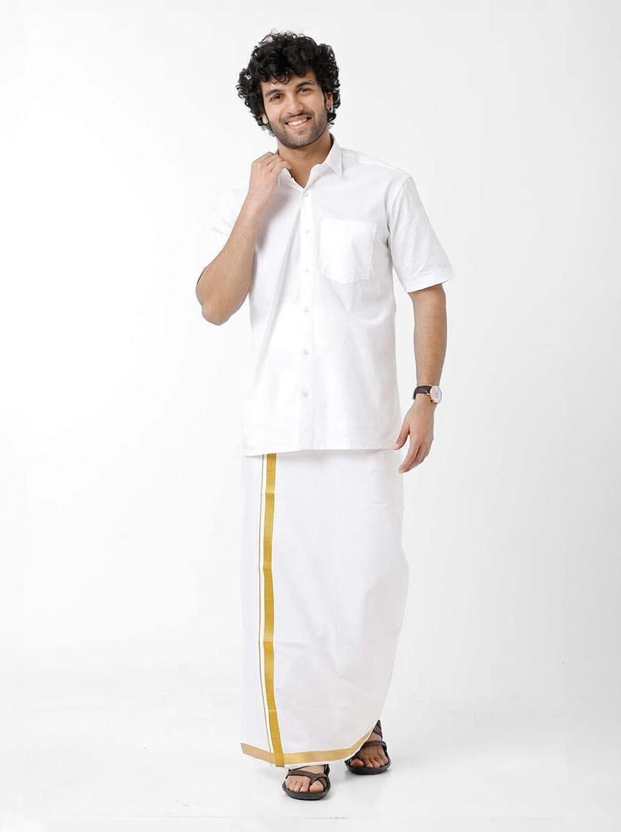 Men Pure Cotton Shirt Dhoti Set-image-23