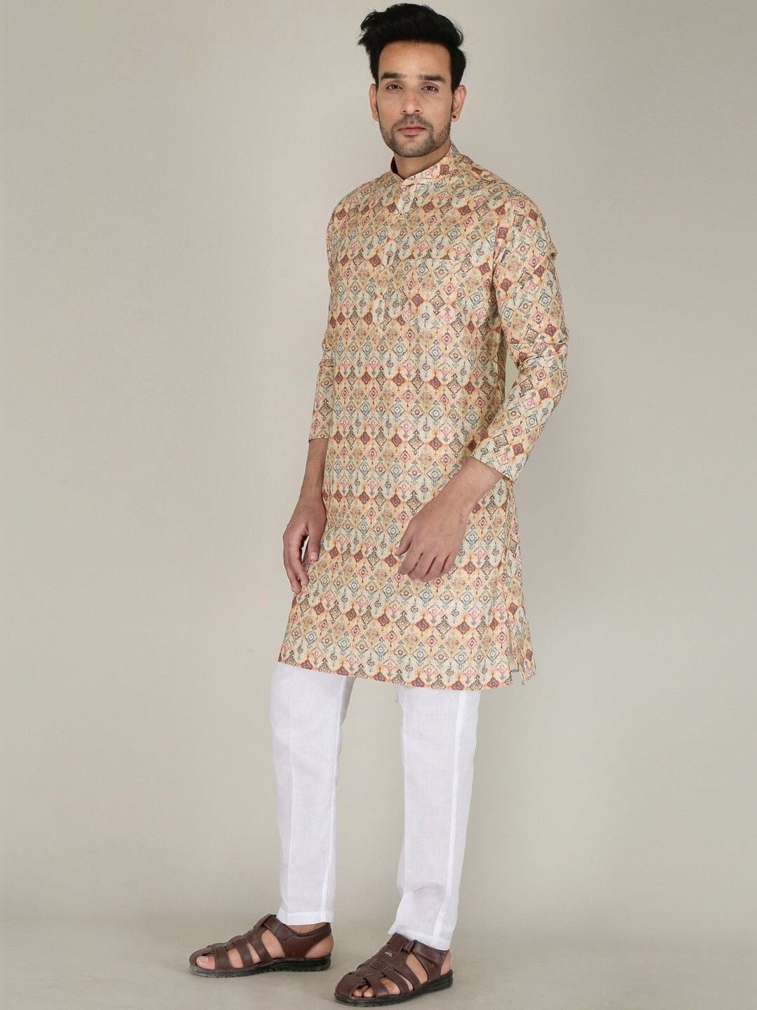xenor Men Cotton Blend Kurta Pant Set-picture-34